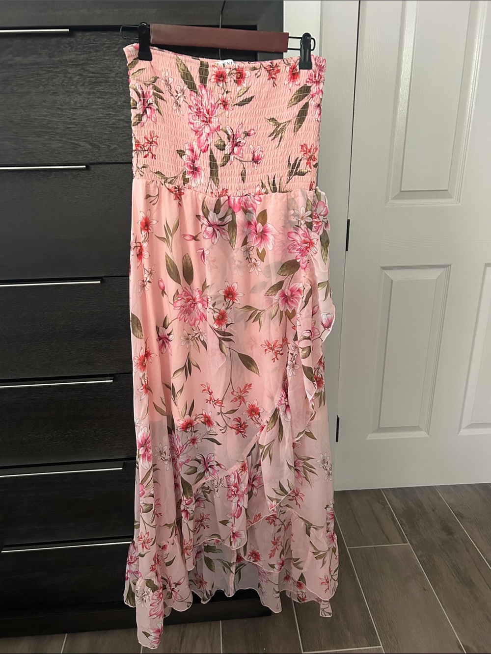 VENUS Pink Floral Strapless Maxi Dress
